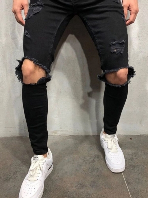 Calça Jeans Masculina Lisa Com Zíper