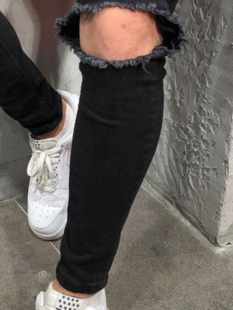 Calça Jeans Masculina Lisa Com Zíper