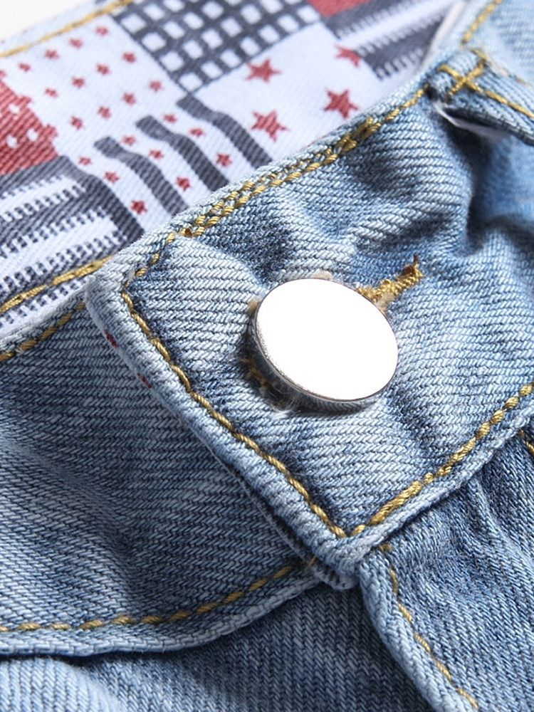 Calça Jeans Masculina Reta Com Zíper Liso E Cintura Média
