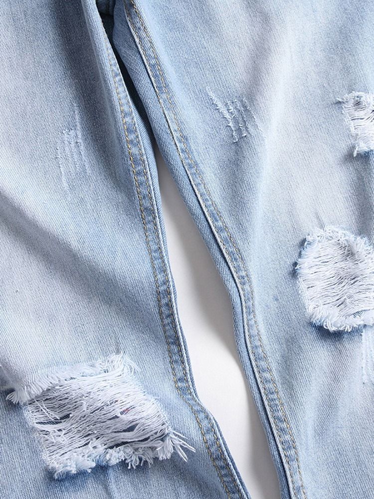 Calça Jeans Masculina Reta Com Zíper Liso E Cintura Média
