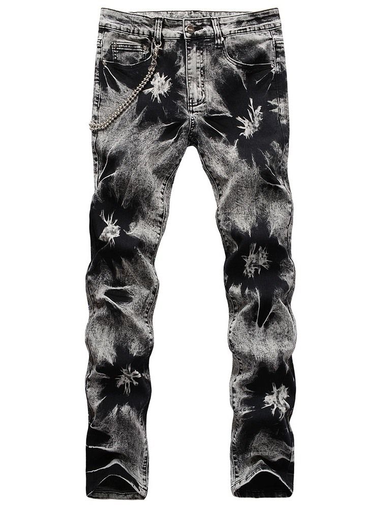 Calça Jeans Reta Casual De Cintura Média Masculina