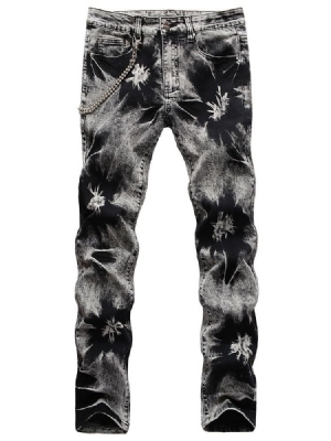 Calça Jeans Reta Casual De Cintura Média Masculina