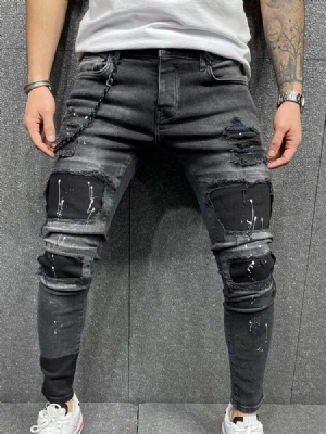 Calça Lápis De Bolso Calça Jeans Masculina Cintura Média
