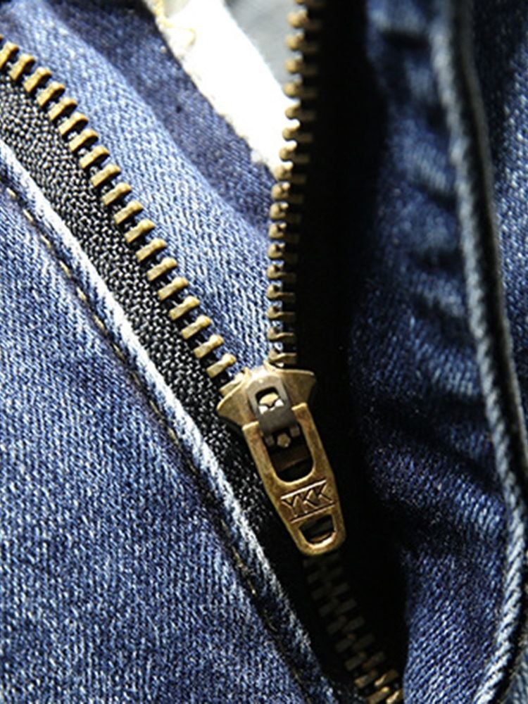 Calça Lápis Bordado Masculino Com Zíper Calça Jeans Casual