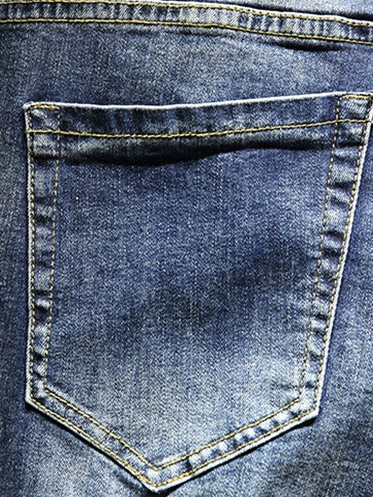 Calça Lápis Bordado Masculino Com Zíper Calça Jeans Casual