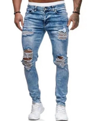 Calça Lápis Buraco Zíper Europeu Masculino Jeans