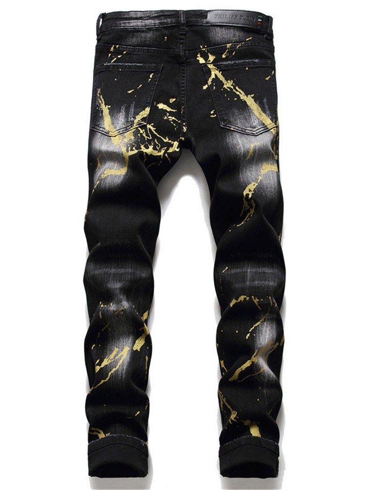 Calça Lápis Buraco Zíper Europeu Masculino Jeans