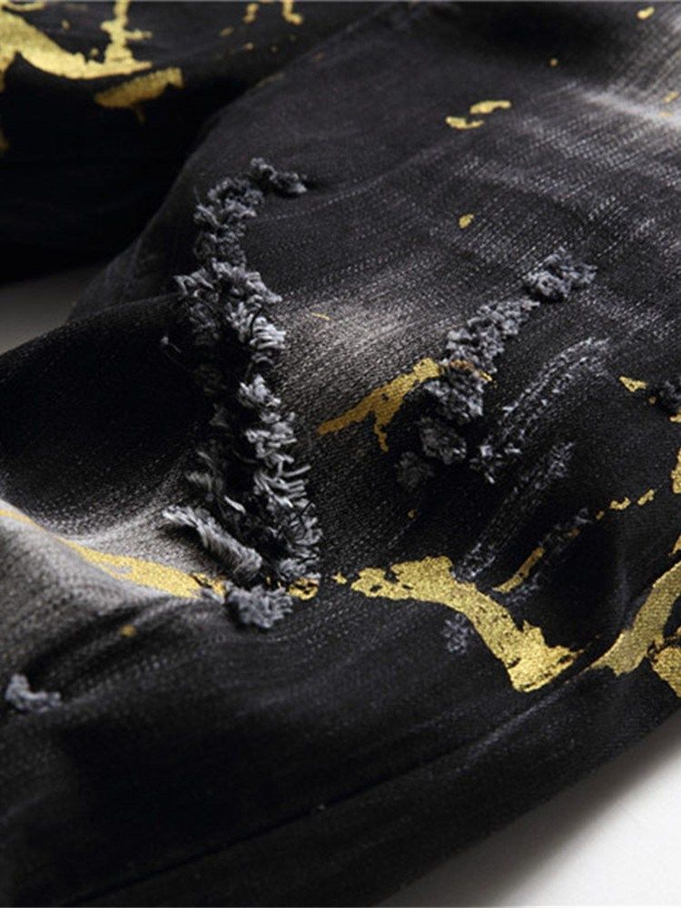 Calça Lápis Buraco Zíper Europeu Masculino Jeans