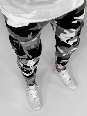 Calça Lápis Camuflagem Calça Jeans Europeu Masculino