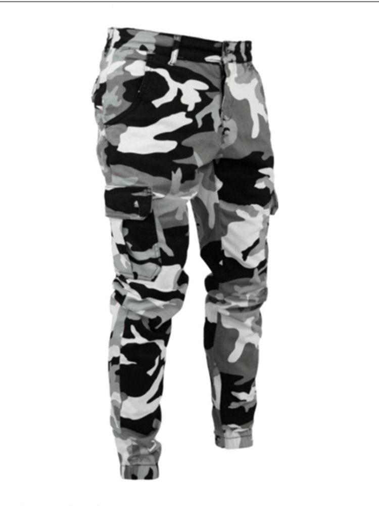 Calça Lápis Camuflagem Calça Jeans Europeu Masculino