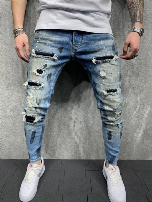 Calça Lápis Com Zíper Calça Jeans Casual Masculina