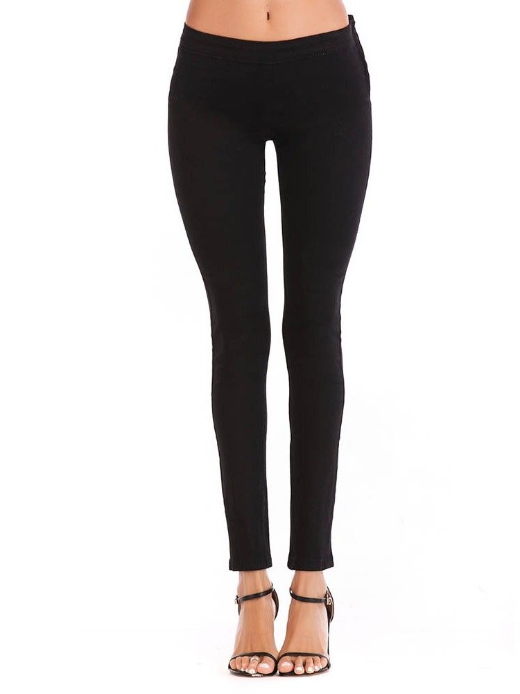 Calça Lápis Feminina Calça Jeans Justa Com Zíper E Cintura Baixa