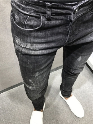 Calça Lápis Lápis Fina Masculina Com Zíper Calça Jeans
