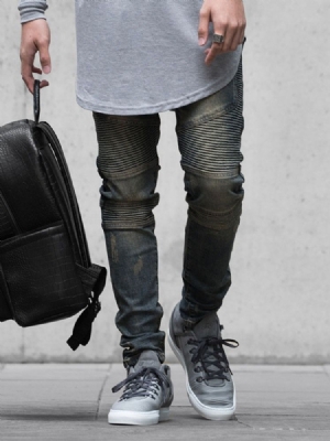 Calça Lápis Ganga Masculina Com Zíper Stripe Cintura Média