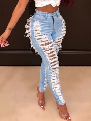 Calça Lápis Lavável Feminina Calça Jeans Justa Skinny Com Zíper