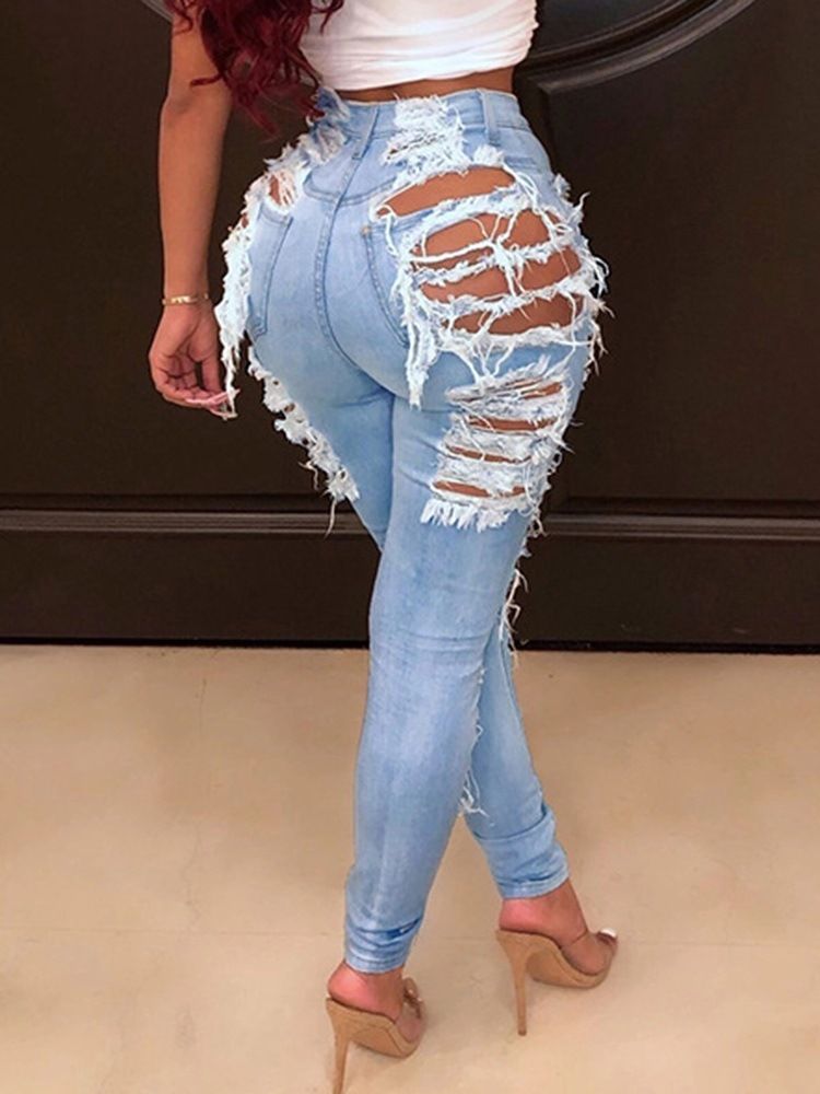 Calça Lápis Lavável Feminina Calça Jeans Justa Skinny Com Zíper