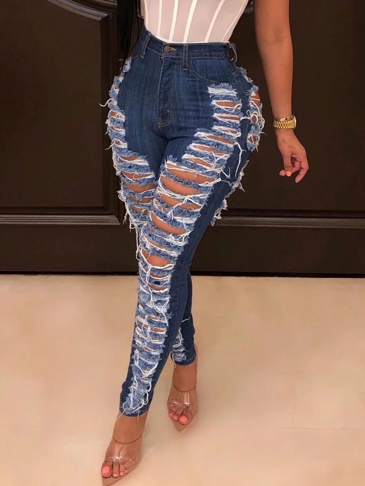 Calça Lápis Lavável Feminina Calça Jeans Justa Skinny Com Zíper