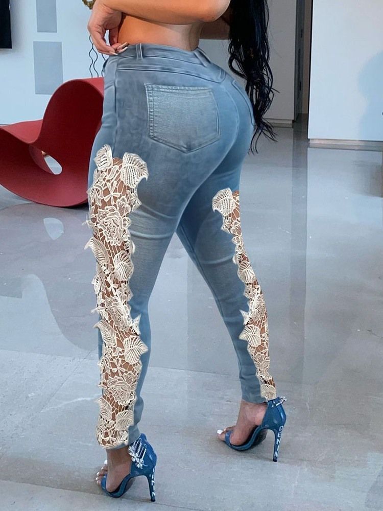 Calça Lápis Lavável Floral Feminino Com Zíper Slim