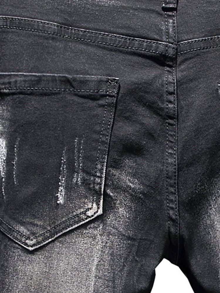 Calça Lápis Masculina Com Impressão De Carta Jeans Europeus De Cintura Média
