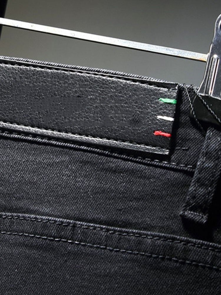 Calça Lápis Masculina Com Impressão De Carta Jeans Europeus De Cintura Média