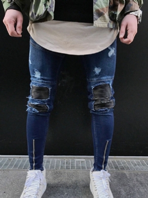 Calça Lápis Lápis Masculino Jeans Zipper Europeu