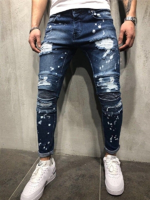 Calça Lápis Tassel Calça Jeans Masculina Com Zíper De Cintura Média