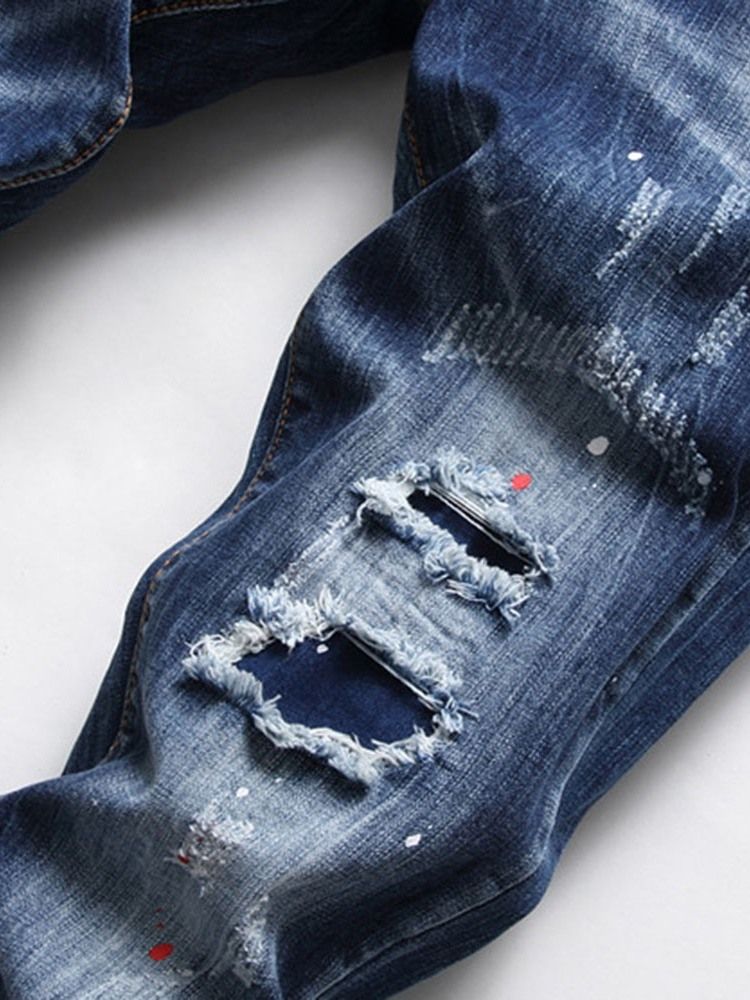 Calça Lápis Usada Carta Calça Jeans Homens Europeus