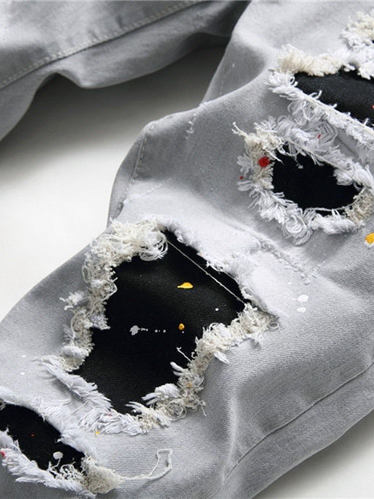 Calça Lápis Usada Com Botão Jeans Masculino Europeu