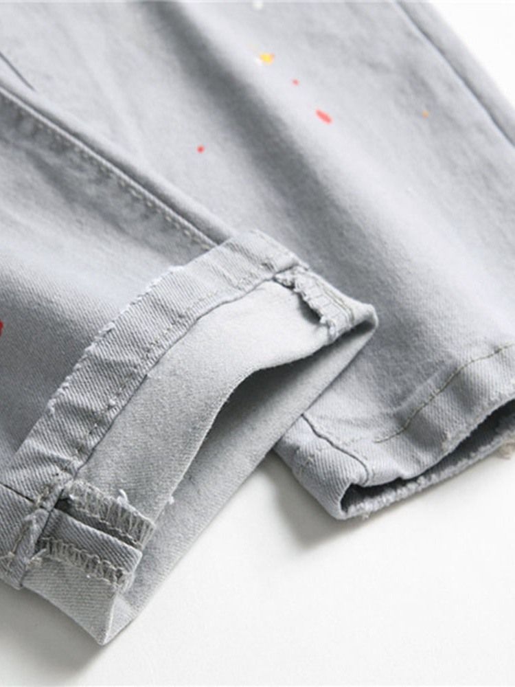 Calça Lápis Usada Com Botão Jeans Masculino Europeu
