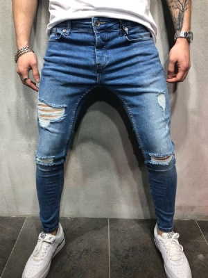 Calça Lápis Usada Calça Jeans Fina Com Zíper De Cintura Média