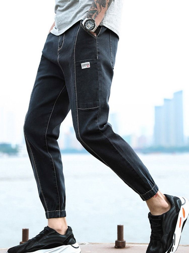 Calça Lápis Zíper De Cintura Média Calça Jeans Masculina