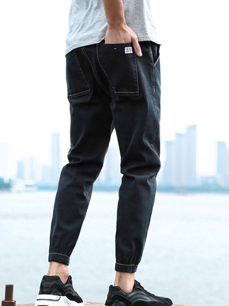Calça Lápis Zíper De Cintura Média Calça Jeans Masculina