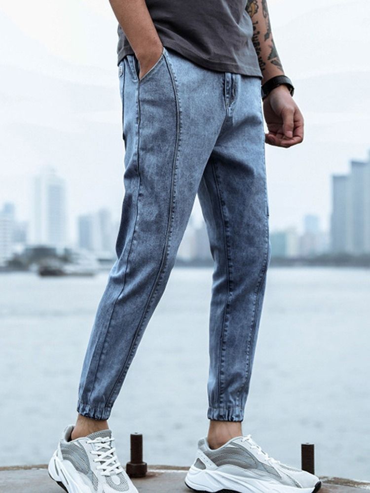 Calça Lápis Zíper De Cintura Média Calça Jeans Masculina