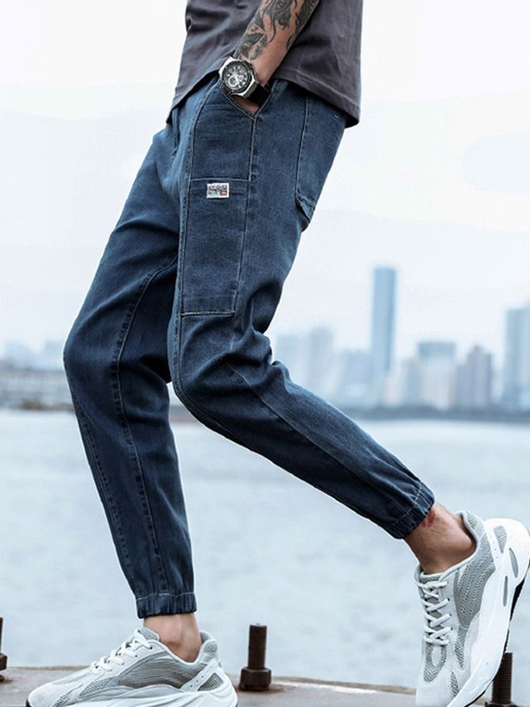 Calça Lápis Zíper De Cintura Média Calça Jeans Masculina