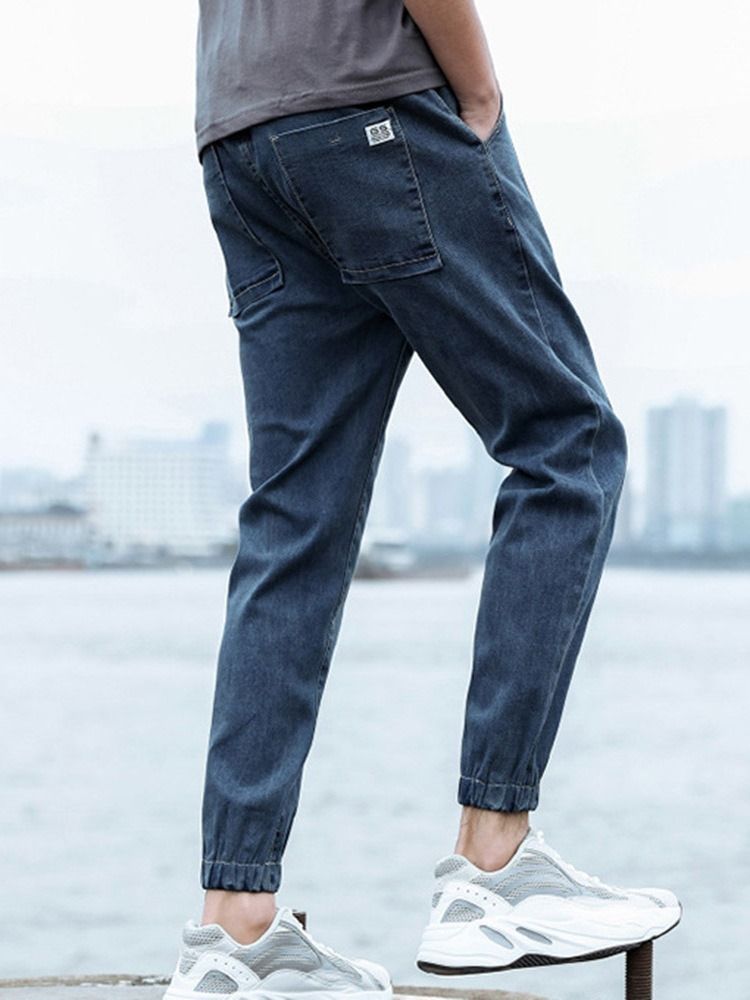 Calça Lápis Zíper De Cintura Média Calça Jeans Masculina