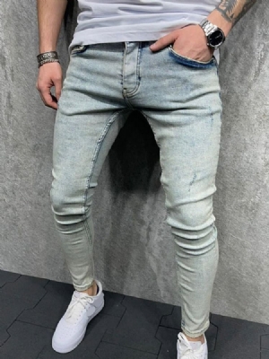 Calça Lápis Zipper Casual Zipper Calça Jeans Masculina