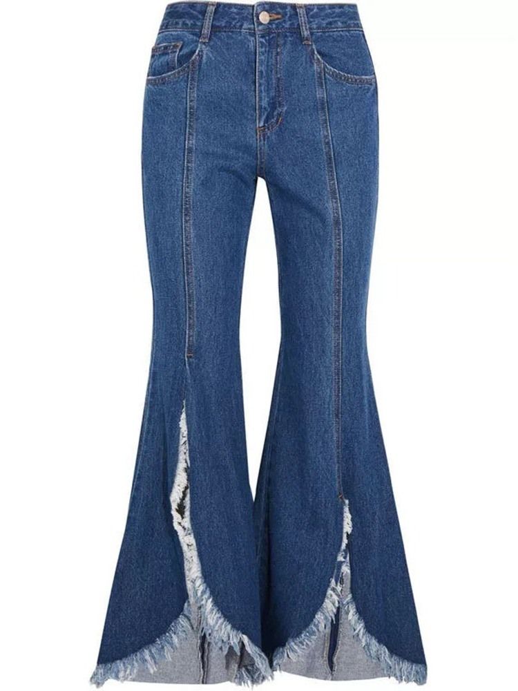 Calças De Ganga Femininas Bellbottoms Laváveis Simples De Cintura Alta Slim