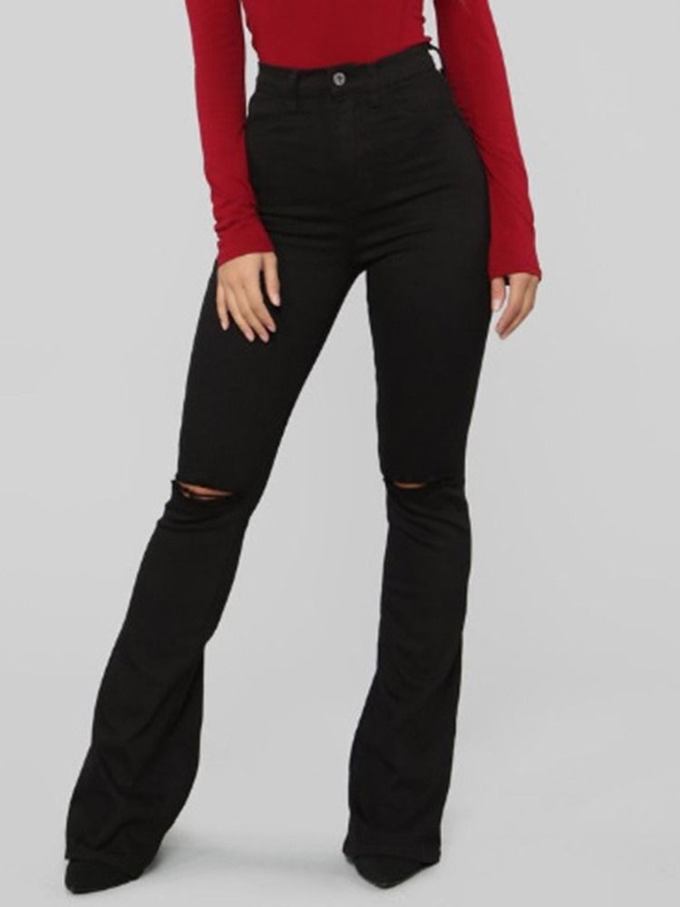 Calças De Ganga Femininas Com Suspensórios Lisos E Finos Bellbottoms