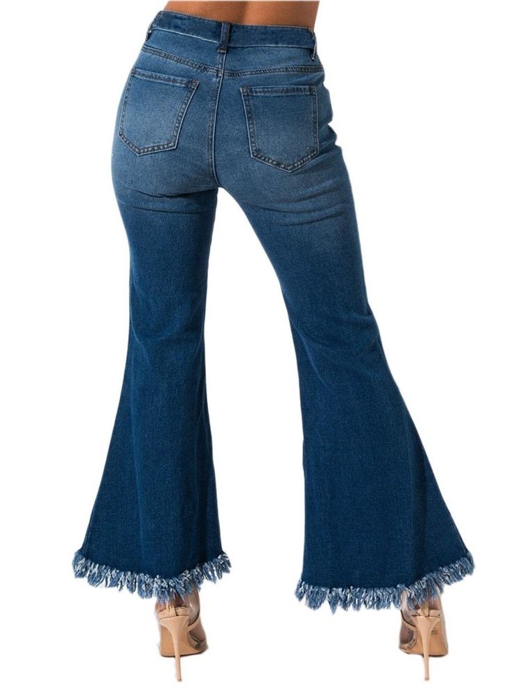 Calças De Ganga Femininas Simples De Cintura Fina Bellbottoms Cintura Média