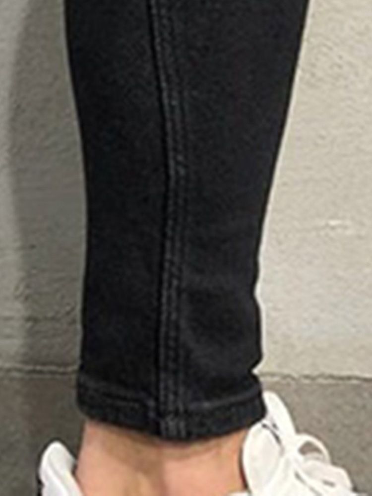 Calças Jeans Com Zíper De Cintura Baixa Lisa Masculina Buraco Baixo