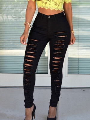 Calças Jeans Femininas De Cintura Alta Gastas