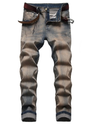 Calças Jeans Masculinas Com Zíper De Cintura Média E Cintura Baixa