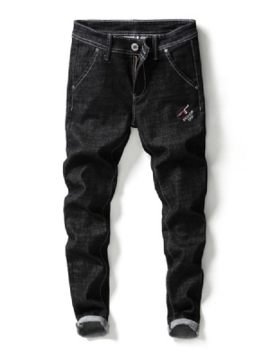 Carta Impressa Simples Usada Masculina Casual Jeans