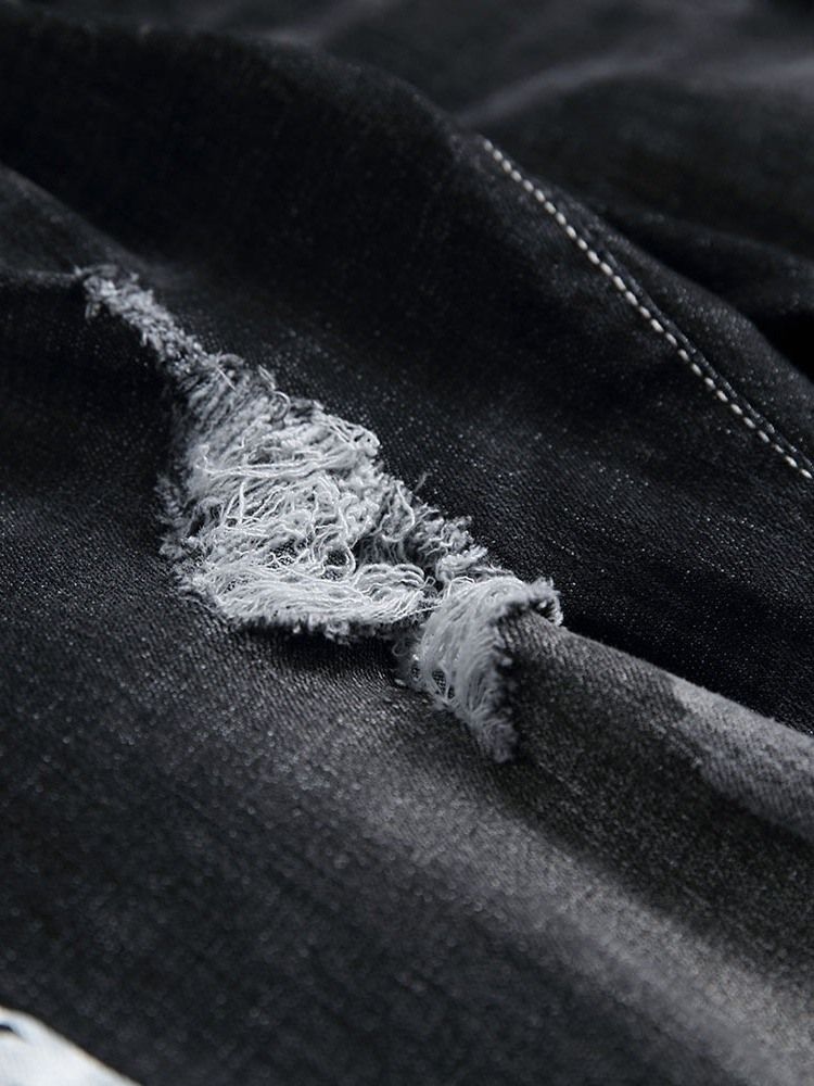 Imprimir Straight Letter Zipper Mens Casual Jeans