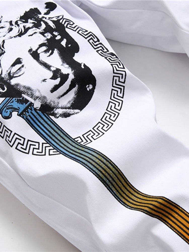 Jeans Coreano De Cintura Média Estampado Reto Masculino
