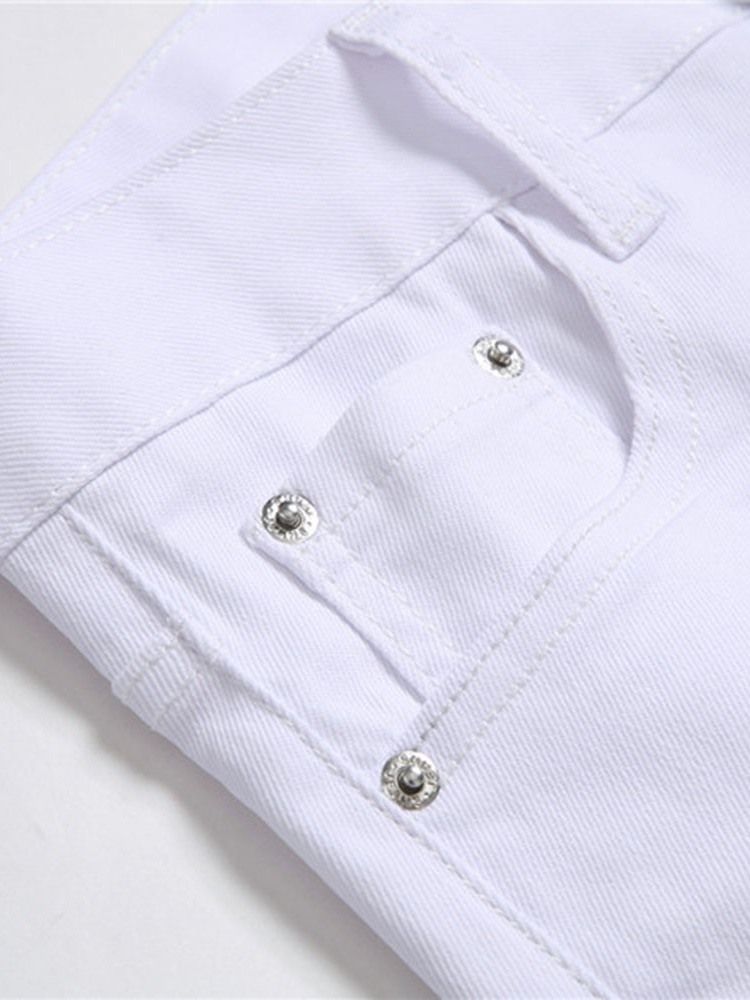 Jeans Coreano De Cintura Média Estampado Reto Masculino