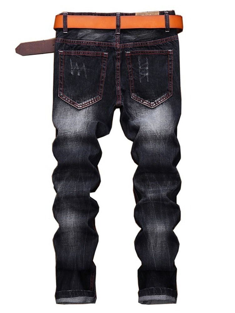 Jeans Europeus Masculinos De Cintura Média Reta Usados