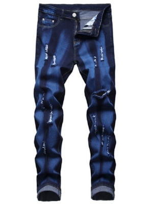 Jeans Masculinos Vintage Com Zíper Reto Reto