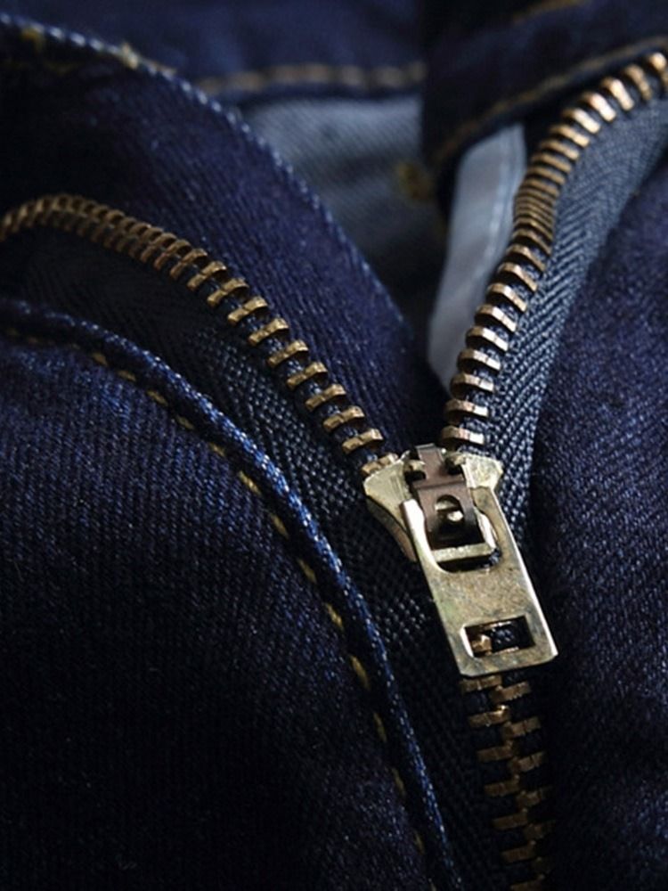 Jeans Masculinos Vintage Com Zíper Reto Reto
