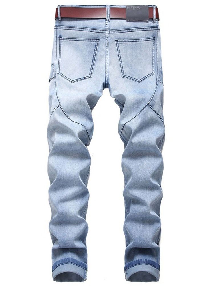 Moda Africana Dashiki Bloco De Cores Com Zíper Reto De Bolso Calça Jeans Masculina